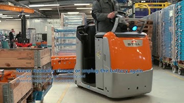 STILL with Wireless Charging Tugger Train / STILL Flurförderzeuge induktiv Laden - Wiferion