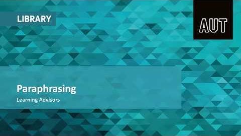 Paraphrasing (workshop video)