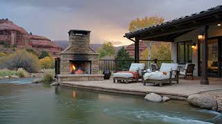 Sedona Oak Creek Fireplace 🔥 Smooth Jazz at Sunset | Relaxing Ambience