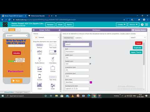 Calculation of Area & Perimeter of a square(white hat Jr. Project C4)