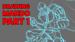 Drawing the Mandalorian - Part 1 Sketching Timelapse