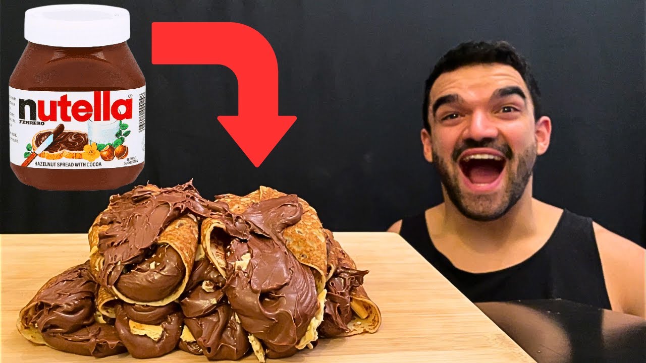 ASMR MUKBANG NUTELLA PANCAKES, NUTELLA BISCUITS, NUTELLA CHOCOLATE CRUNCHY PANCAKES