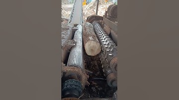 The debarker removes the bark from logs