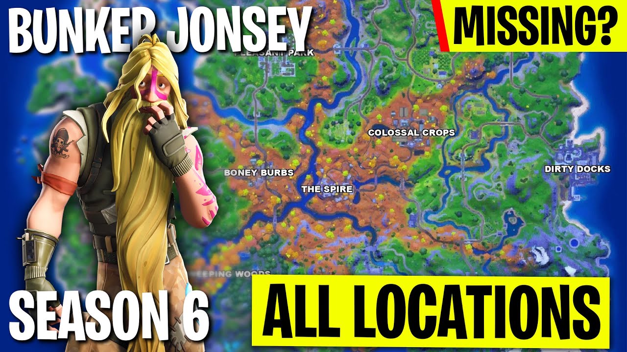 Season 6 All 4 Locations Npc 6 Bunker Jonsey Fortnite Youtube