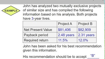 (20 of 20) Ch.9 - Two examples: NPV vs PI vs Payback vs IRR approaches