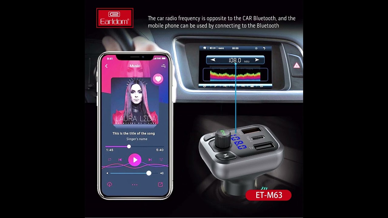 Earldom PD+QC3.0 Wireless MP3 Car Charger.