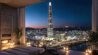 Landmark Night Calm Music | Lotte Tower Night View in Seoul, Korea 🌙✨ | 2 Hours Relaxing Music screenshot 4