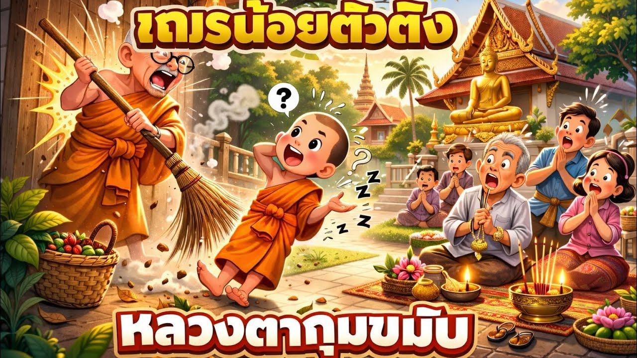 ☀️นิทาน☀️หลวงตาขี้บ่นกับเณรน้อยตัวแสบ#เล่านิทานพื้นบ้าน#นิทานตลก​#หลวงตาขี้บ่นเณรน้อยหัวแข็ง​