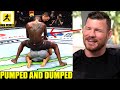 Michael Bisping reacts to Israel Adesanya humping Paulo Costa after the end of their fight,DC on Jon