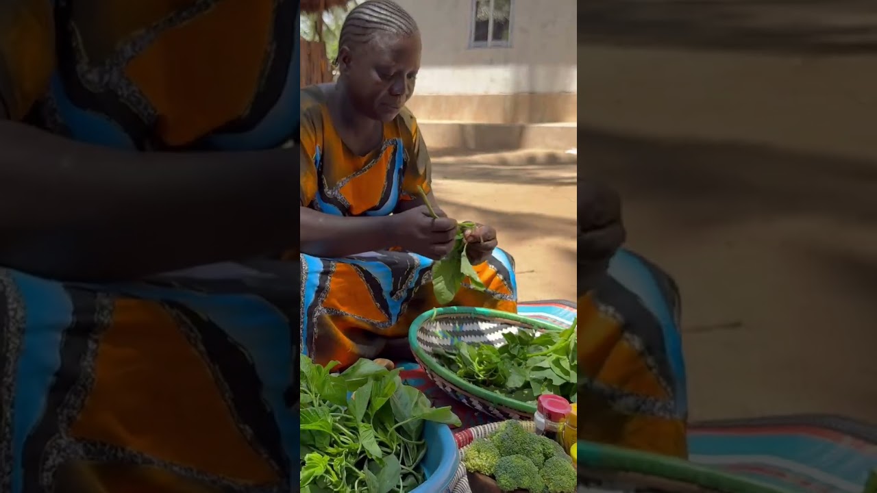 African Village Mum Preparing Vegetables for Dinner 🌿🍲 