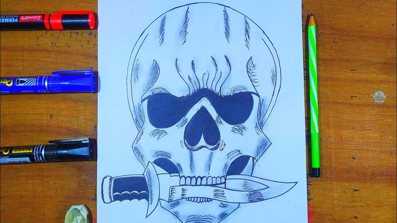 How To Draw Skull Tribal Tattoo3d Drawing Trick Art On Paper Youtube