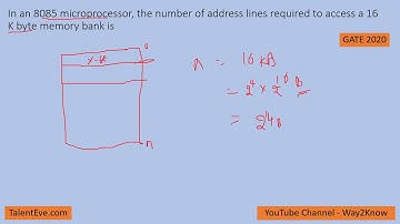 In an 8085 microprocessor, the number of address lines required to access a 16 K byte memory bank is