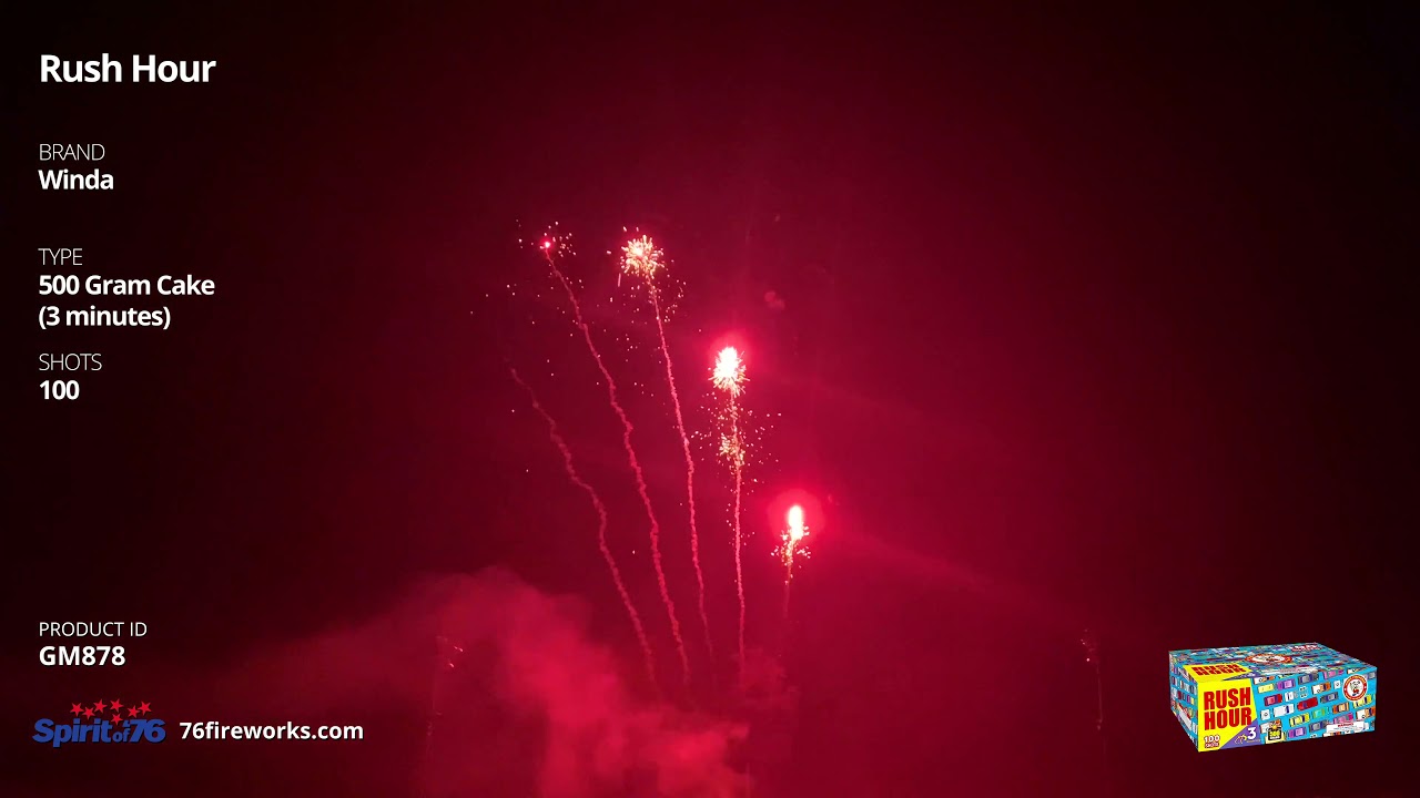 GM878 Rush Hour - 3 Minute Firework - 100 shot 500 Gram Cake - Winda
