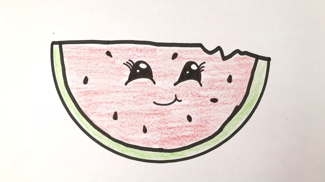 How To Draw Cute Watermelondrawing Cute Things Easy Drawing Step By Step Youtube