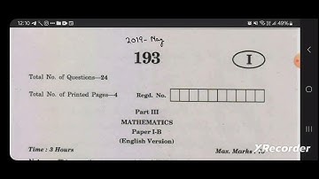JR INTER MATHS 1B 2019 QUESTION PAPER 1(B) INTER 1ST YEAR MATHS 1B PRYS PAPER  #tsinter2024 #maths1b