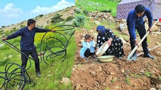 Effort and perseverance to build a house: water piping in a mountain full of stones