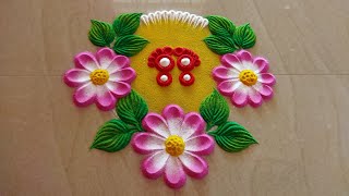 simple rangoli design🌹🌹|| Beginners rangoli design|| Rangoli by kalai screenshot 5
