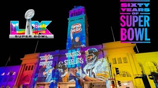 NFL Super Bowl LX Weekend - Sixty Years of Super Bowl Light Show at the San Francisco Ferry Building