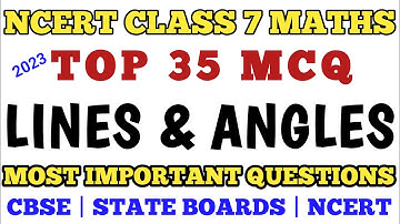 Best MCQ Class 7 Maths || LINES AND ANGLES || NCERT || MCQ Lines and Angles NCERT Based #maths