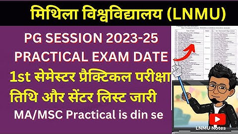 LNMU PG Semester 1 Practical exam date or center list jaari MA/MSC (Session 2023-25) @lnmunotes