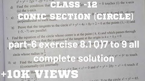 Class-12 Circle book solutions exercise 8.1 |conic section (part -6)