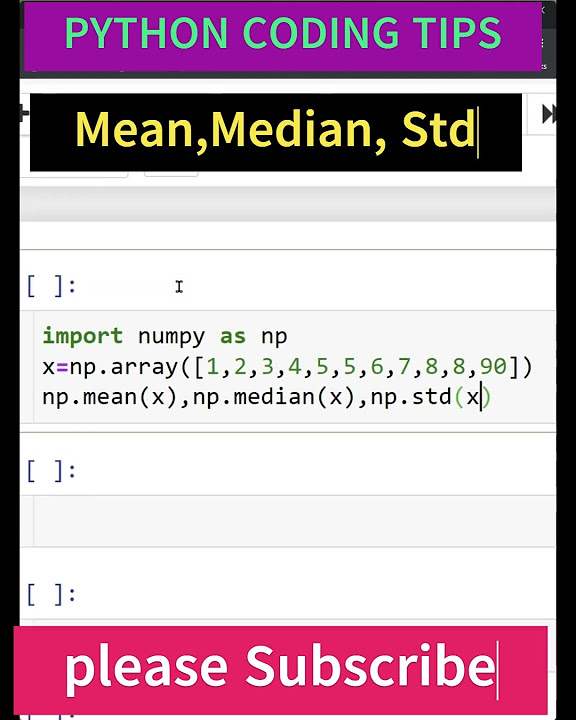 PYTHON MEAN MEDIAN STANDARD DEVIATION| #youtubeshorts # ...