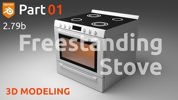 3D Modeling Freestanding Electric Stove 3D Model in Blender 2.79 Cycles Render - Part 01