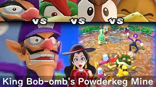 Super Mario Party Waluigi vs Bowser vs Goomba vs Hammer Bro #102 King Bob omb's Powderkeg Mine