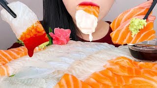 Asmr Sashimi Salmon Flatfish Rock Cod Seafood Mukbang No Talking Eating Sounds