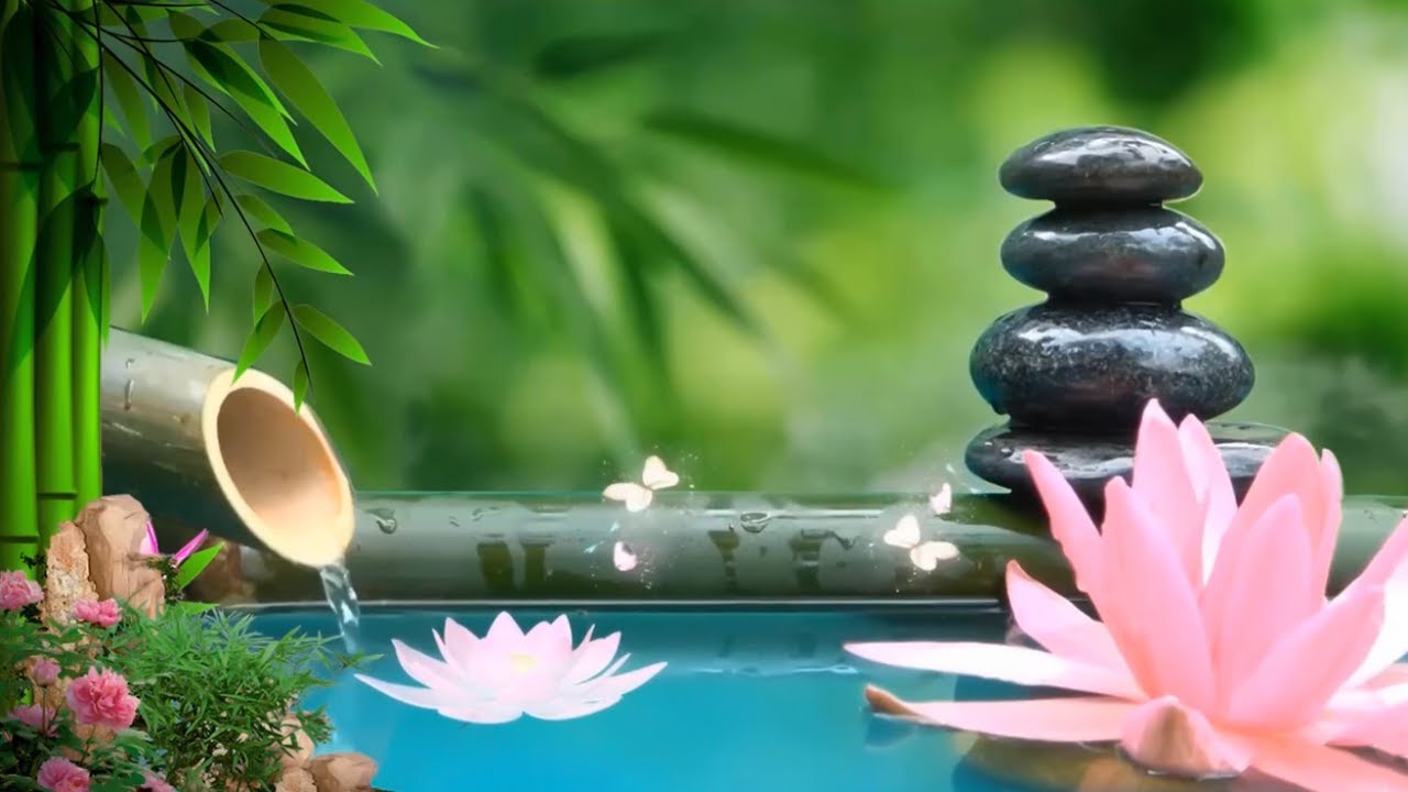 Relaxing music with the sounds of nature Bamboo Water Fountain [Healing