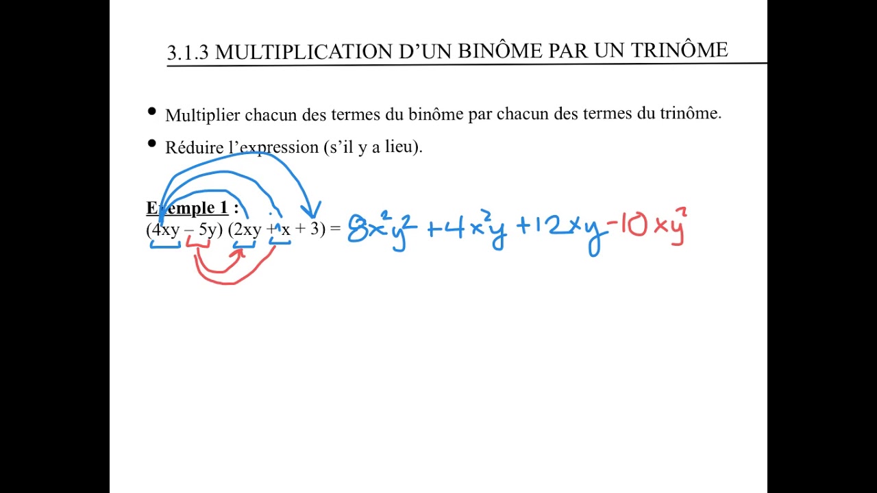 3.1.3 multiplication d’un binome par un trinome - YouTube