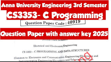 CS3353|Question Paper|Answer Key|C Programming and Data structure|Question paper|Engineering king|