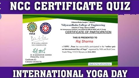 NSS CERTIFICATE QUIZ l VERIFIED CERTIFICATE  QUIZ NSS QUIZ YOGA DAY l  INTERNATIONAL YOGA DAY
