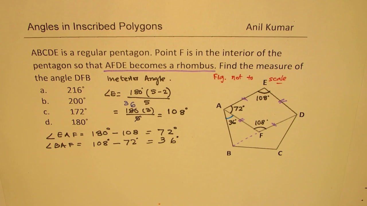 Point In The Interior Of Pentagon Forming Rhombus With Linear Pair