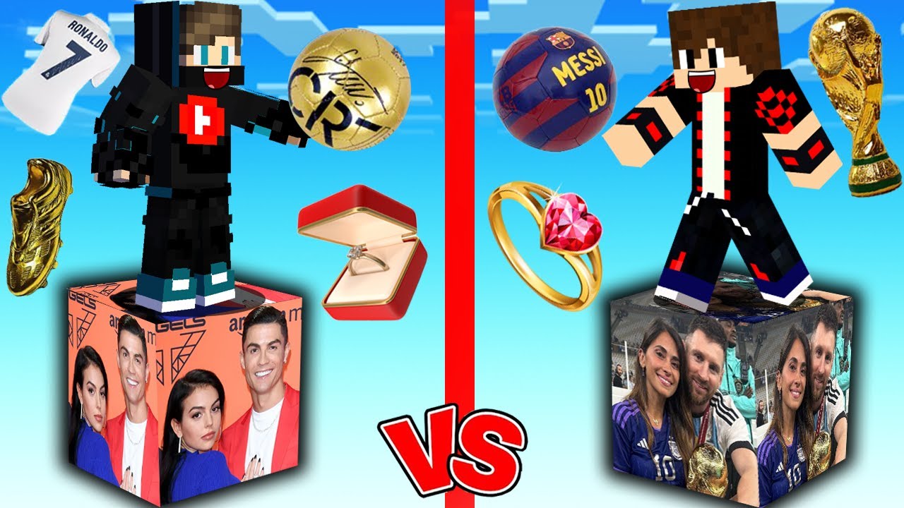ماين كرافت : حــرب بلوكات حظ المشاهير ولكن زوجة رونالدو ضد زوجة ميسي !!؟ 😱🔥