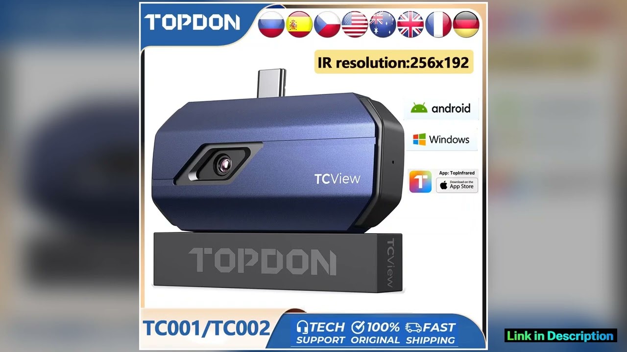 TOPDON TC001TC002TC002C Thermal Camera for 512 x 384 Super Resolution 256 x 192 IR Resolution Therm