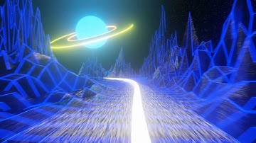 Retro Grid Style - Sunset & Planet Space VJ Loop