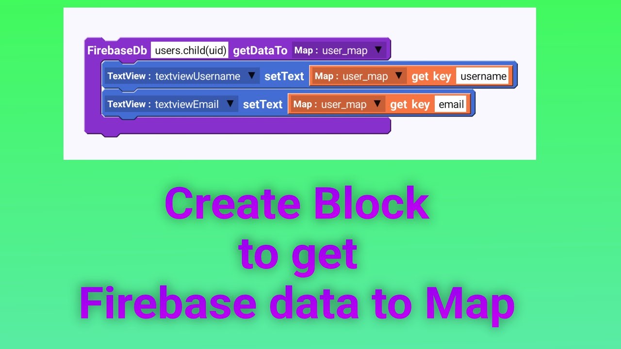Block to get data from Firebase to Map variable - YouTube