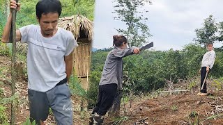 Worried homeless man, The girl growing cassava in the fields was questioned by a stranger