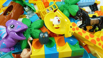 Satisfying Building Blocks coaster Marble Run ASMR Lovely Animals and Dinosaurs course