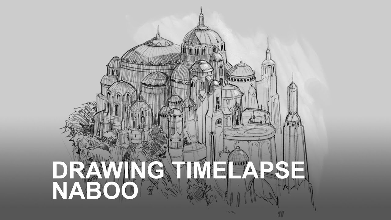Drawing Timelapse, Study of Naboo from Star Wars Episode 1