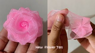 DIY ribbon flowers  How to make ribbon roses  Easy to make with needles | New Flower Tips