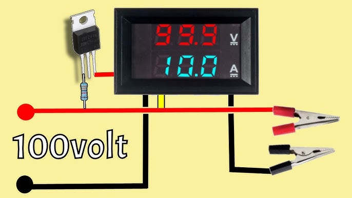 Voltímetro Amperímetro Digital DC de 0-100VDC a 10A - Electronilab