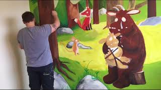 Gruffalo mural speed paint time lapse drews wonder walls