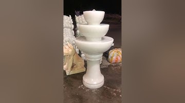 Thác nước phong thủy luân hồi đá cẩm thạch trắng có đèn led trang trí nhà, sân vườn - Cao 80cm