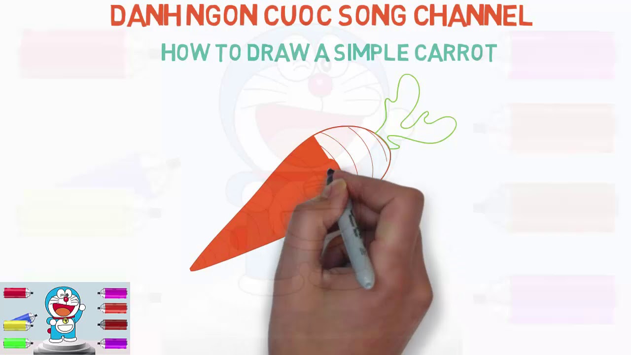 How to draw a carrot for Kids - Vẽ cà rốt cho bé _ Channel for kids and moms