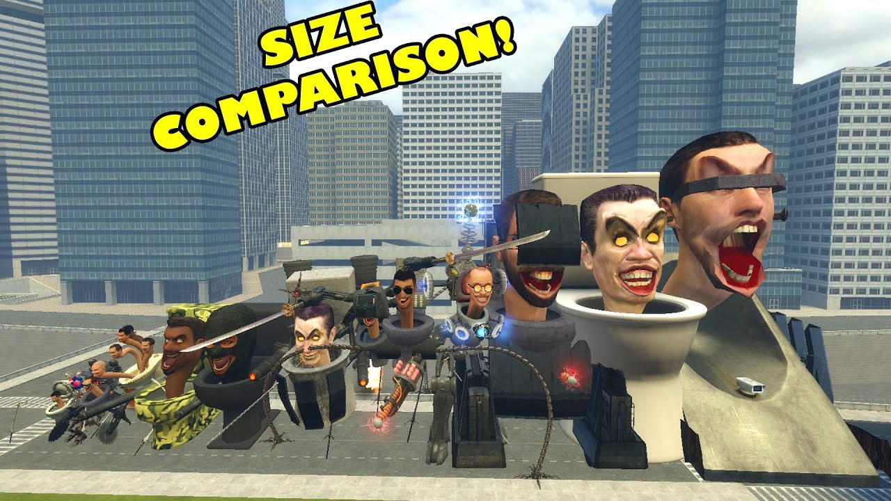 NEW SIZE COMPARISON ALL SKIBIDI TOILETS 1-55 BOSSES In Garry's Mod! 