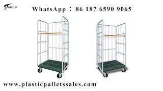 Three Sided Roll Pallet With Rod Infill And Plastic Base