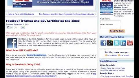 Free SSL Certificate Facebook Fan Page