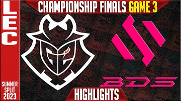 G2 vs BDS Highlights Game 3 | LEC Summer 2023 Championship Finals | G2 Esports vs Team BDS G3